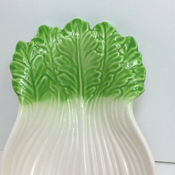 Celery Shaped Ceramic Dish Vintage Japan Vegetable Bok Choy Bowl Decor Display - Picture 5 of 12